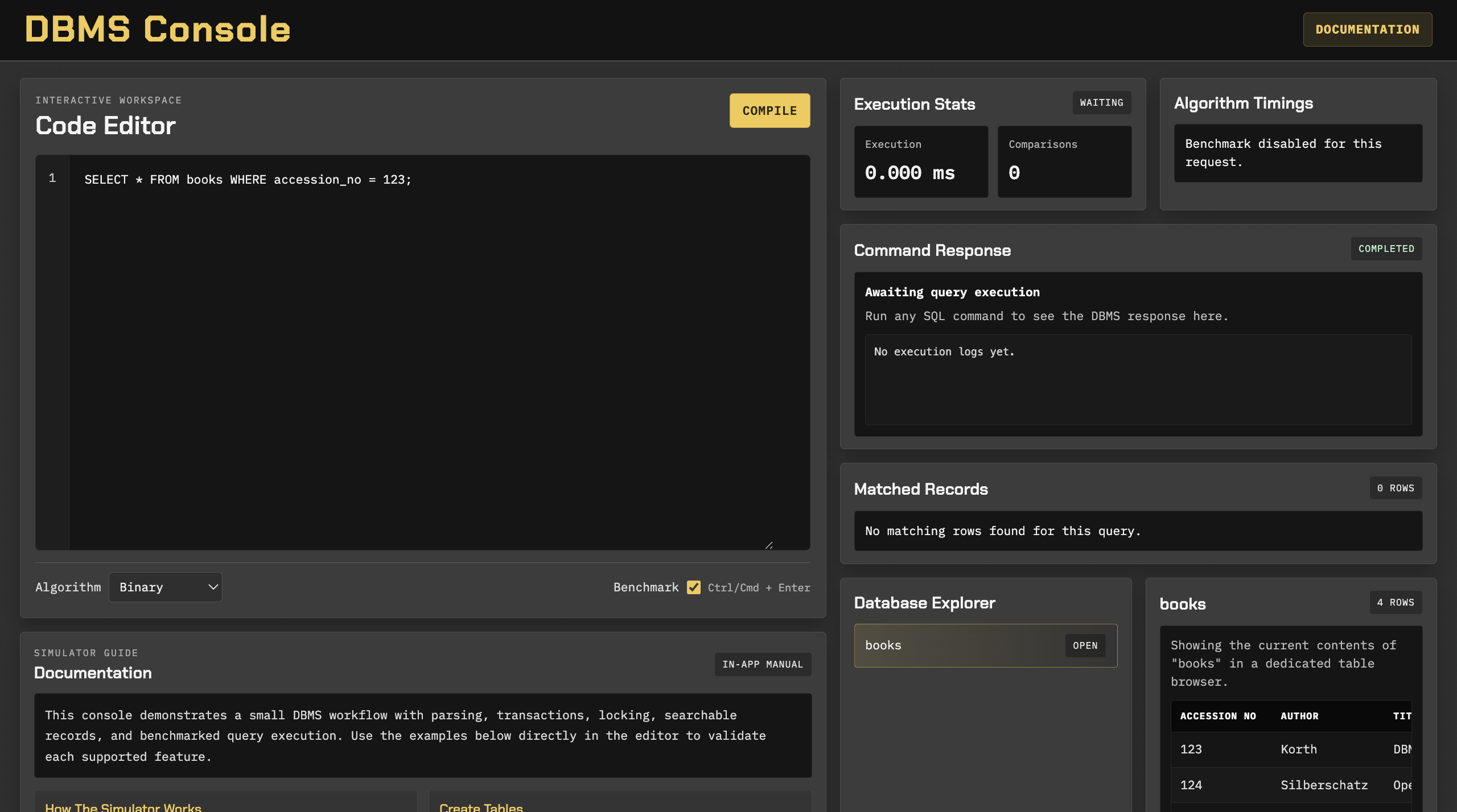 DBMS Query Simulator